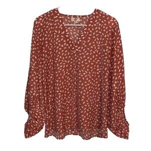 Women’s Entro pink with white polka dots long sleeve blouse workwear business